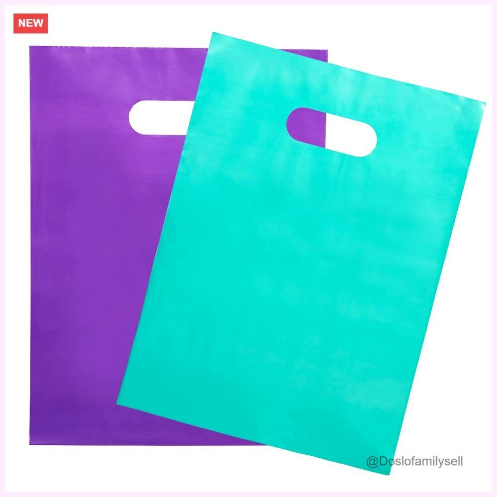 200 Pack Merchandise Bags 9x12 Inches 1.5Mil Thick Glossy With Handles
